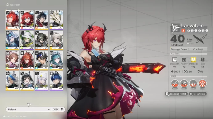 ASIA | Lvl 21 | Oroberyl 3,925 | SSR Laevatain | SSR Ember+Ardelia | SSR Weapon Oblivion+Weapon Former+WeaponValiant AKE015B
