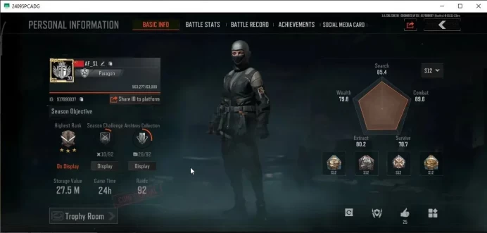 MOBILE Lv30|SV 27,5M|CV 17,6M|SS AX50|QS AKS74U,Abomi.Vector 9,Speed SQB M110,ET Mosin,Forest MP5,Etc|CN ON|Log Infinite(AB3107)