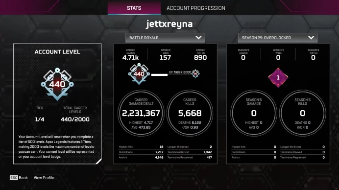 Apex Ea Account | Universal Heirloom / Grand Slam | 2 Reactive Skins | 114 Legendries | Level 440 | 200 Apex Coins | Full Access