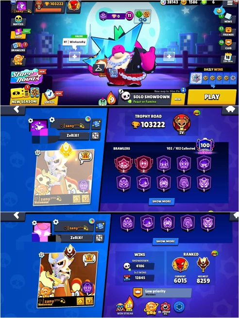 OP 2019 BS 103.2k TROPHY,MASTERS, 100 PRESTIGE ,57 HYPER CHARGED,17 MAXED,365 OP SKIN,1059 PINS,542 ICON,+FREE 11.1K TROPHY CR