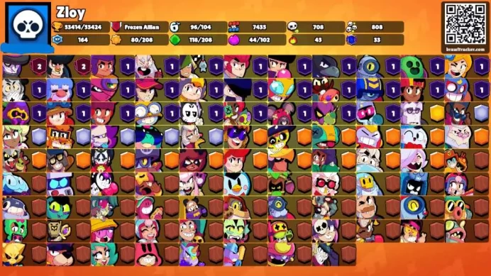 53K Trophies LVL55 | 96/102 Brawlers | 25 Max Brawlers - 20 Hypercharges | 215 Skins | 551 Pins | 359 Icons | Legendary, Max Power, Rank 35,rare