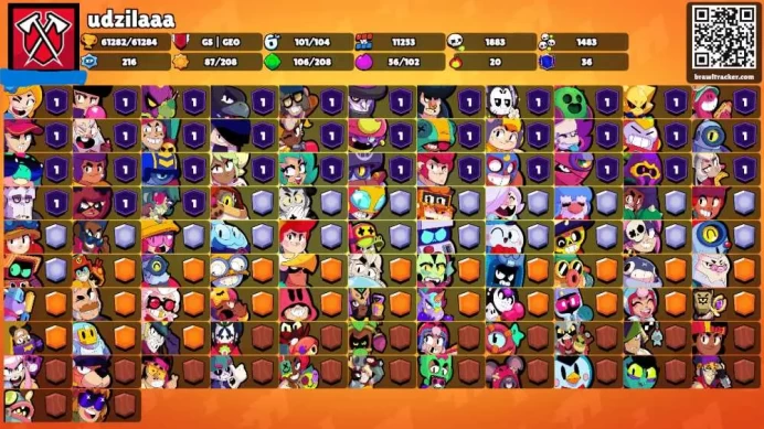 61K Trophies LVL81 | 101/102 Brawlers | 36 Max Brawlers - 32 Hypercharges | 244 Skins | 693 Pins | 433 Icons | Legendary, Max Power, Rank 35