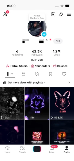 BEATZ EDIT/Monetized 62K Real Followers+1.2M Real Likes Account/ Creator Rewards Program Activated/ Full Access
