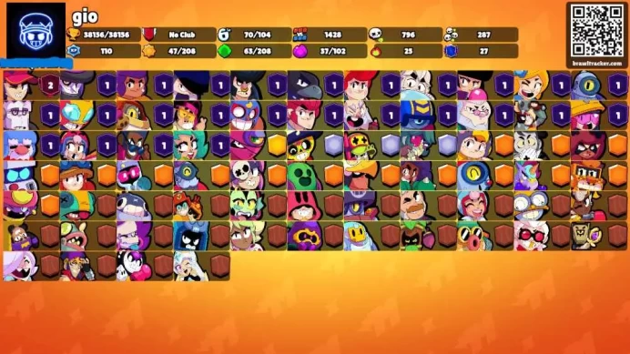 38K Trophies | 70/102 Brawlers | 10 Max Brawlers - 9 Hypercharges | 159 Skins | 362 Pins | 276 Icons | Legendary, Max Power, Rank 35, rare