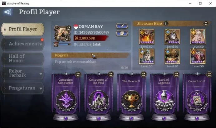 GLOBAL 60x|Lv67 2,8M Power|6 Lord[Rivenhald,Solcadens,Laya,Torodor]+25 Legend[GuanYu,luBu,Rosalia,Hatsut,Drelyn,Etc](WOR1192)