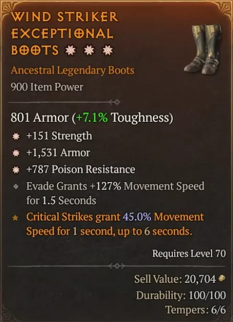 [900 IP] BOOTS*** 3GA - *151 STRENGTH - *1531 ARMOR - *787 POISON RES - EVADE GRANTS 127% MOVE SPEED