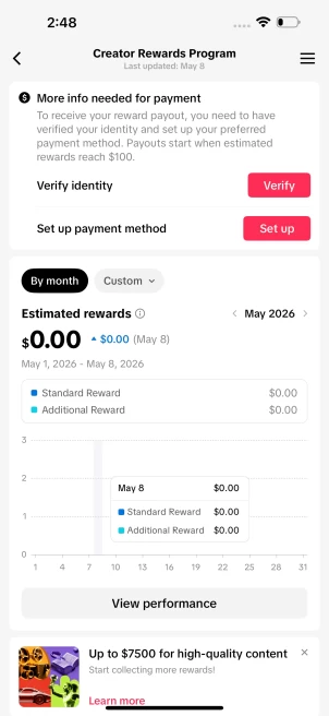 US Monetized Creator Rewards Program Account | 18k Real Followers & 325k Likes | Real screenshots + Full Access + Account in Good Standing