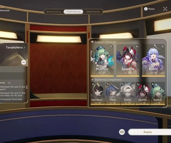 Asia|TL 40|7 Limited| Firefly,Sparkle,Huohuo,Dan Heng PT,Yunli,Argenti,Robin |MC Male|Take Mail|Check SS(HSR6807)