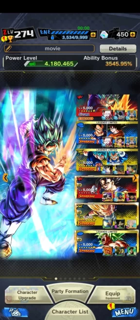 VIP ACC-Many characters for teams-Team fusion+Unirep-7 Ultra(Vegito blue+Janemba+Ui Goku)42 Legends Limited good star-Zenkai 39+Good Equip (355)