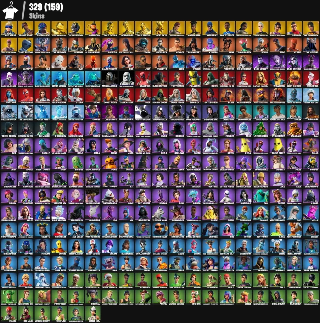 329 skins | OG STW | Neo Versa | Travis Scott | Astro Jack | Gold Meowscles | OG Paradigma | WORLD CUP | Gold TNTina | Gold Midas | Gold Brutus