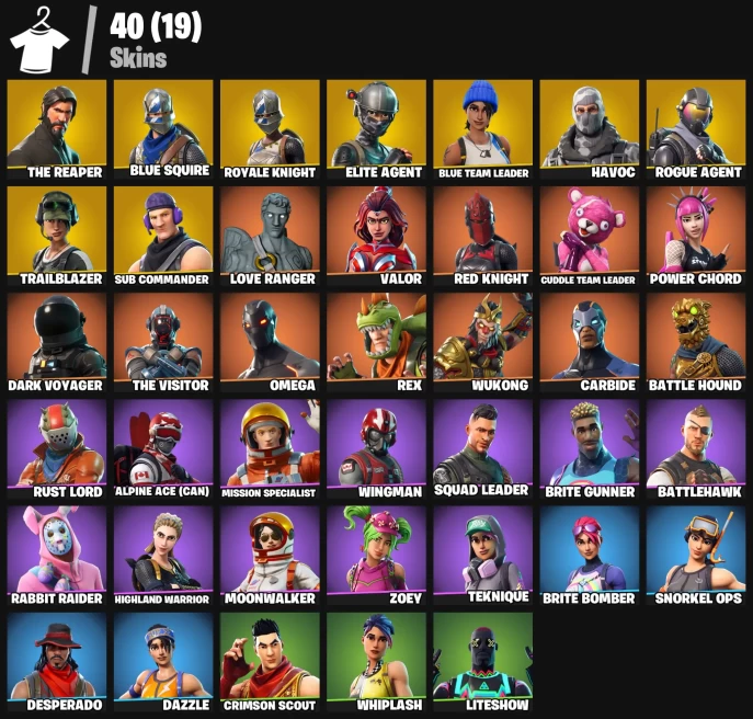 40 skins | The Reaper | Blue Squire | Royale Knight | Elite Agent | Blue Team Leader | Havoc | Rogue Agent |