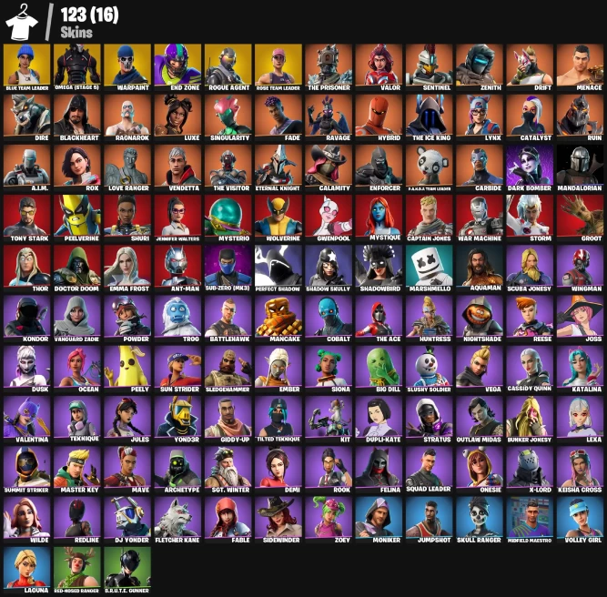 123 skins | OG STW | Blue Team Leader | Omega (stage 5) | Rose Team Leader | Warpaint | End Zone | Rogue Agent
