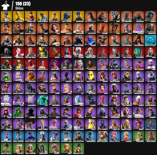 149 skins | Nog Ops | OG STW | Blue Team Leader | WORLD CUP | Gold Midas | Rose Team Leader | Blue Striker |