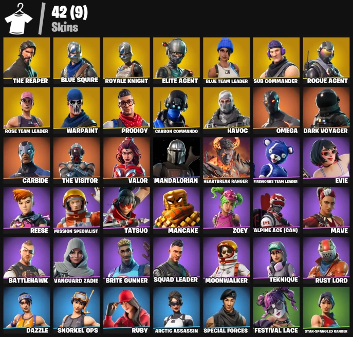 42 skins | OG STW | The Reaper | Blue Squire | Royale Knight | Elite Agent | Blue Team Leader | Havoc