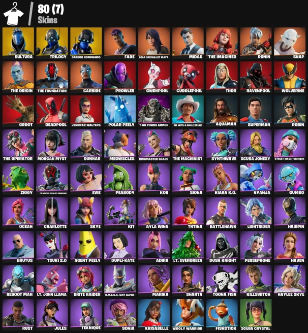 77 skins | Carbon Commando | Trilogy | Sultura | Carbide | The Imagined | Midas | Fade | The Foundation |