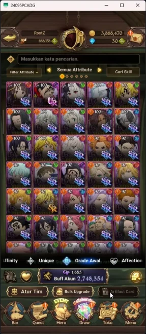 ASIA | 2,7M CC | 8 UR | 1 Collab | UR Merlin and Escanor | Collab Megumin 7DS010B