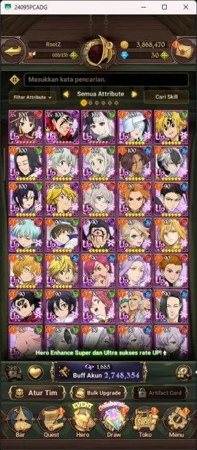 ASIA | 2,7M CC | 8 UR | 1 Collab | UR Merlin and Escanor | Collab Megumin 7DS010B