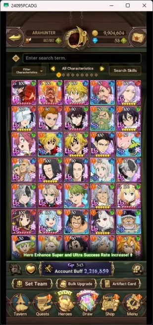 Global | 2,216M CC | 3 UR Merlin&Esca 2/6 , Esca Indomitable , DKM | Collab Konosuba Chek ss 7DS017B