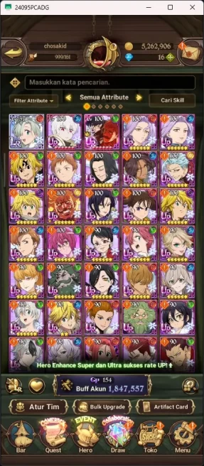 ASIA | 1,847M CC | 3 Collab | UR Merlin and Escanor | 7DS020B
