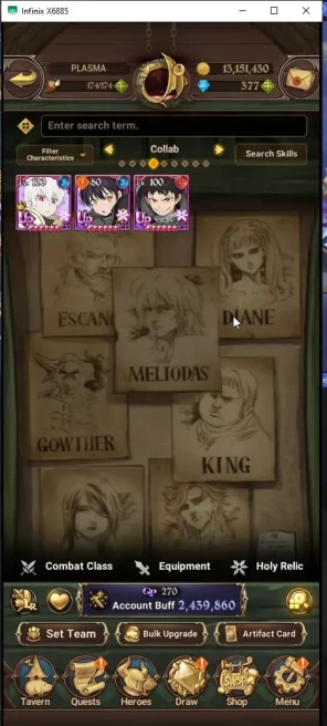 ASIA | 2.4M CC | DM 377 | Full Collab FF | Sho 3/6 | Tamaki 2/6 | Shinra 2/6 | UR Merlin+Escanor+ODK+DKM+Arthur |7DS044B