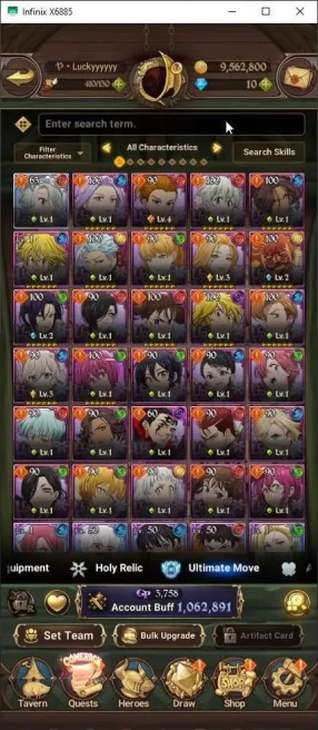 ASIA | 1M CC | 1 Lr Elizabeth | 2UR Oppressor Demonn King (ODK) , Demon King Meliodas (DKM) | Full collab fire force |7DS046B