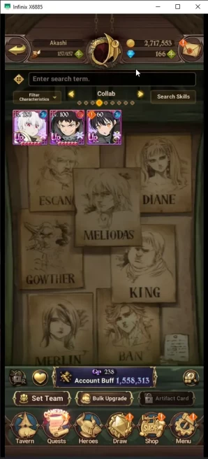 ASIA | 1.5M CC | DM 166 | 4UR Meresca,WK Gowther , DKM,chaos arthur | Full collab fire force Sho2/6 shinra 2/6 tamaki2/6 7DS047B