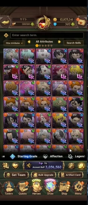 ASIA | 3M CC | DM 307 | LR Eli | Full Collab FF | UR Merlin+Escanor+DKM+ODK+WK Gowther | 7DS053B