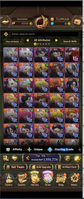 ASIA | 1.9M CC | LR Eli | Full Collab FF | Sho 2/6 | Tamaki 2/6 | Shinra 2/6 | UR Merlin+Escanor+DKM+ODK+Sabunak | 7DS055B