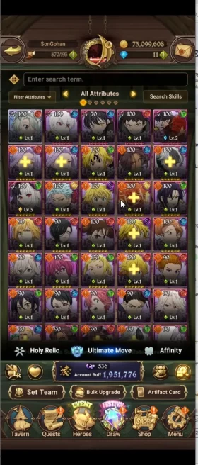 ASIA | 1.9M CC | LR Eli | Full Collab FF | Sho 2/6 | Tamaki 2/6 | Shinra 2/6 | UR Merlin+Escanor+DKM+ODK+Sabunak | 7DS055B