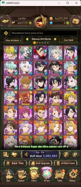 ASIA | 3M CC | 1 LR Elizabeth + 100 Coin LR | 3 UR Sabunak ODK DKM | Full Collab FIRE FORCE Tamaki 4/6 7DS059B
