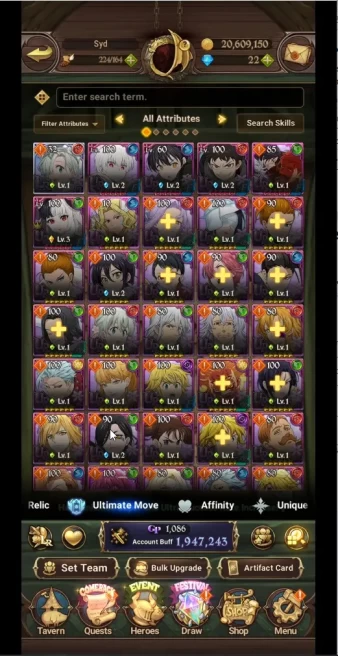 ASIA | 1.9M CC | LR Eli | Full Collab FF | UR Merlin+Escanor+DKM+Arthur+Gowther+Thor | 7DS065B