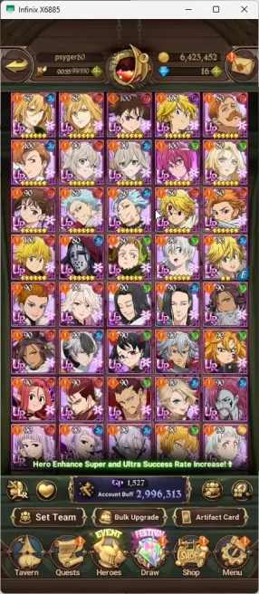 ASIA | 2,9 CC | 2 LR Brunhilde+Elizabeth | 3 UR Merlin Esca | King Diana | Lancelot | Collab Konosuba | Collab FF| 7DS067B
