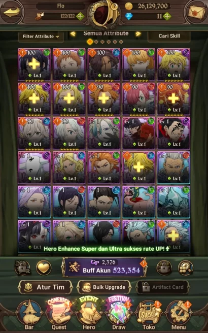ASIA| Salos 2/6,  Merlin Esca ,ODK ,Chaos Arthur, Mael | Collab Cocytus 2/6, 7DS081B