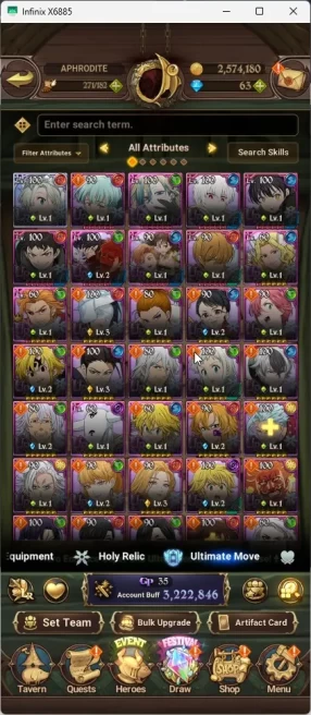 Global | 3.2M CC |1 LR | Salos, Merlin Esca, Chaos Arthur ,Mael|Full collab FF 7DS083B