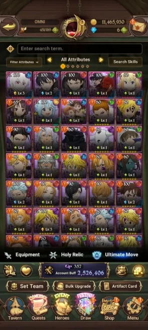 GLOBAL | 2,5M CC | 5 UR Merlin Esca, King Diana, Mael, DKM, Lancelot | Full Collab FF, Konosuba | 7DS102B