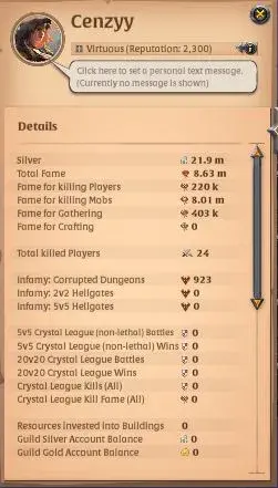 ASIA|8,63M Total Fame - 21,9M Silver -5M Asset|T8 Ore Miner-T8 Bow Of Badon Bulid|Twitch Drop Outfit+Horse Skin|TakeGmail|AO819