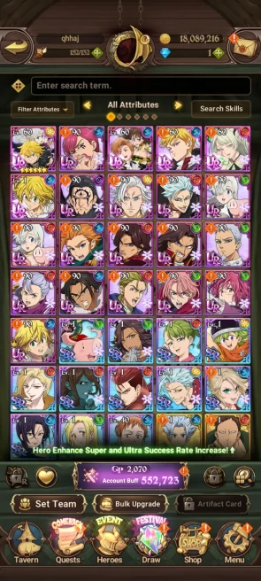 GLOBAL|552K CC|UR Eliz&Meliodas,Lancelot,Sabunak,King&Diane,etc|check SS|7DS164B