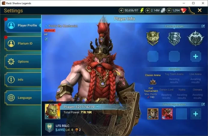 Lv31 718K Power|1 Mythic(Florni)|15 Legend(Ninja,Alice,McAngelo,Xenomorph,Rathalos,Ezio,Wukong,Etc)|50K Energy|Plarium(RSL1483)