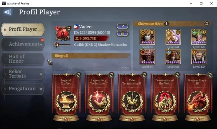 GLOBAL 60x|9M Power|3,8K W-Gold|13 Lord[IngridA3,PraetusA2,Valderon,Etc]|79 Legend[WukongA5,DiaochanA2,ErlangA1,Etc]|(WOR1193)
