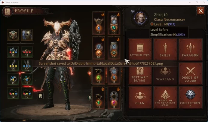 NA - High Heavens CS On | 60 (913) Necromancer-Vanquisher | CR 39k | Reso 345 | Inferno 1-Hell 22 | 1 Cosmetics | RA665B