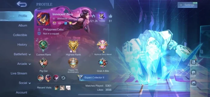 ML219//Level 66 185 Skins Epic Hayabusa Experiment 21 4 skins Franco MPL Moscov Blood Spear Chong Prime