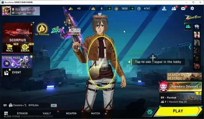 ASIA|Collab AOT[MIKASA,M700,M4A1,KAG6,FAL],7DS[Ak47,Karl98,QBZ95],Aniv FAL-Draco|25 UL[Zero-AgentZ,SCAR,AUG,Etc]|NetEase|BLS4295