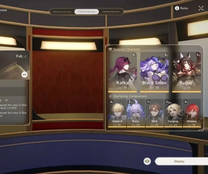 Asia|TL 62|Triple DoT|14 Limited|Kafka,Huohuo,Silver Wolf LV.999,Black Swan,Hysilens,Fugue,Cyrene,Sparkle,Etc|MC Male|(HSR6830)