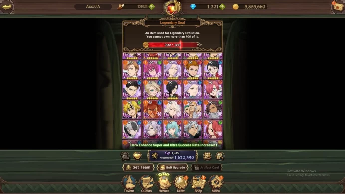 ASIA|1.6M CC|LS 200+DM 1221|UR Demon King Meliodas,etc|check SS|7DS379B