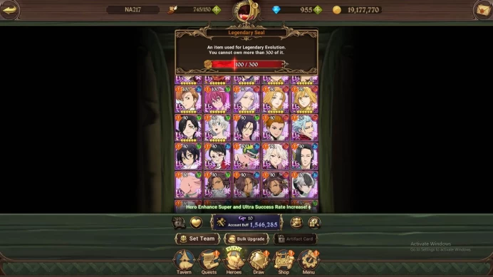 GLOBAL|1.5M CC|LS 100+DM 955| UR Salos, Mael, DK Meliodas,etc|check SS|7DS386B