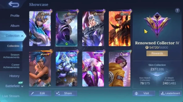 Hero 131|Skin 237|High Glory 55|KOF Karina,CC Natalia,Cyclops Spongebob,Fanny P.ACE,Minotaur Zodiak,Julian Mystic,Etc|(MLBB2196)