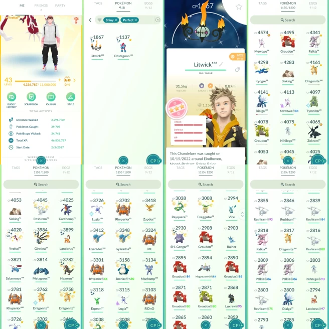 ACw1072 - Instinct | x38 3000CP| x390 2000CP| x396 Legendary| x145 shiny |x10 Mewtwo (x1 Shiny x1 Armored) x6 Lugia (x1 Apex SHADOW)