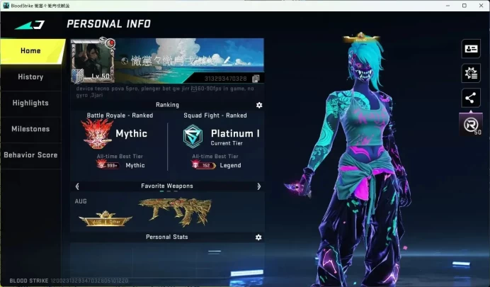 ASIA|ETERNAL=AUG(LVL4)|ULTRA=BTFLY KNIFE|EVOFED=FAL|LIMITED=RPK,MP155,MP7,AR97|COLLAB=M4A1,AK47,KAG-6,M700,|DETAIL CEK SS BS679B