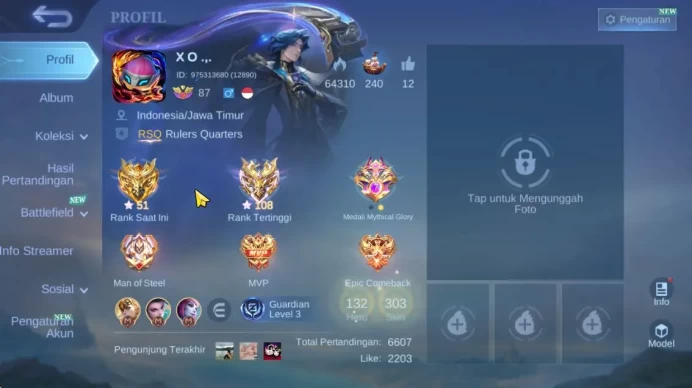 Hero 132|Skin 303|High Rank 108|Naruto[Julian,Vale]Aspirant(Vexana),KOF(Karina,Masha),LBox(Freya,Selena)|TakeMail|(TA1250)