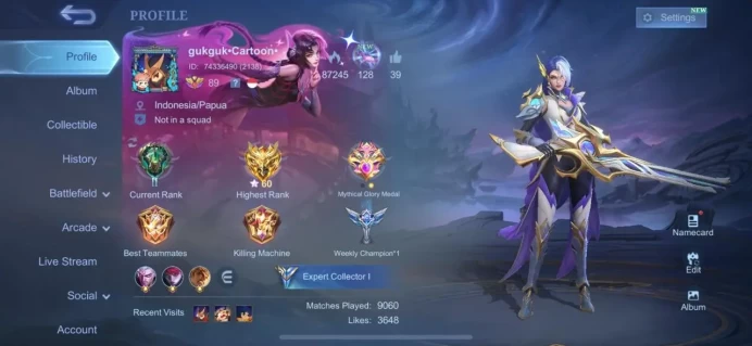 ML228//Level 89 213 Skins Epic Rank Leslie Gold Star Beatrice Prime Chong Prime Moscov The Bloody Spear Collector Natalia